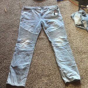 Stylish Light Blue Biker Jeans